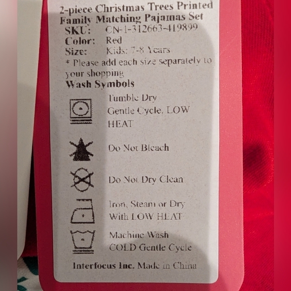 NWT Christmas pajama set, All is calm all is bright, sz 7/8 (2 available) - Picture 7 of 7
